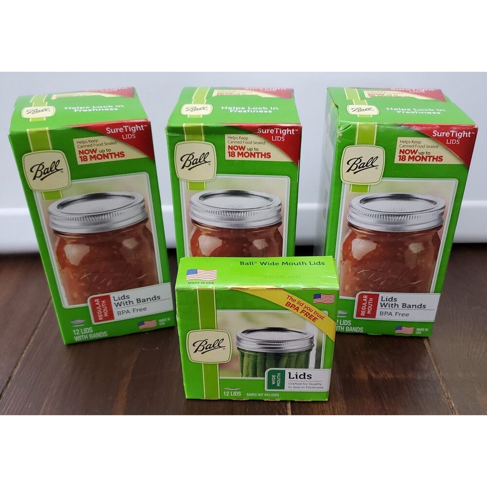Ball Canning Lids w Rings Lot 3 boxes Regular 1 box Wide Mouth Domes NEW Metal